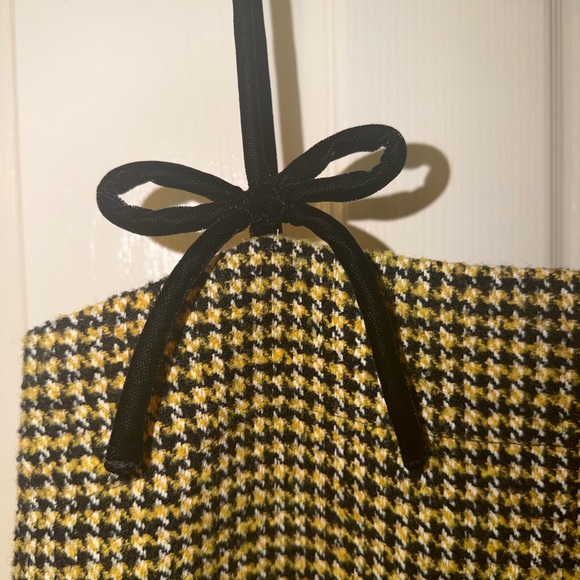 Ganni Houndstooth Mini Dress with Black Bow Straps - Picture 4 of 11